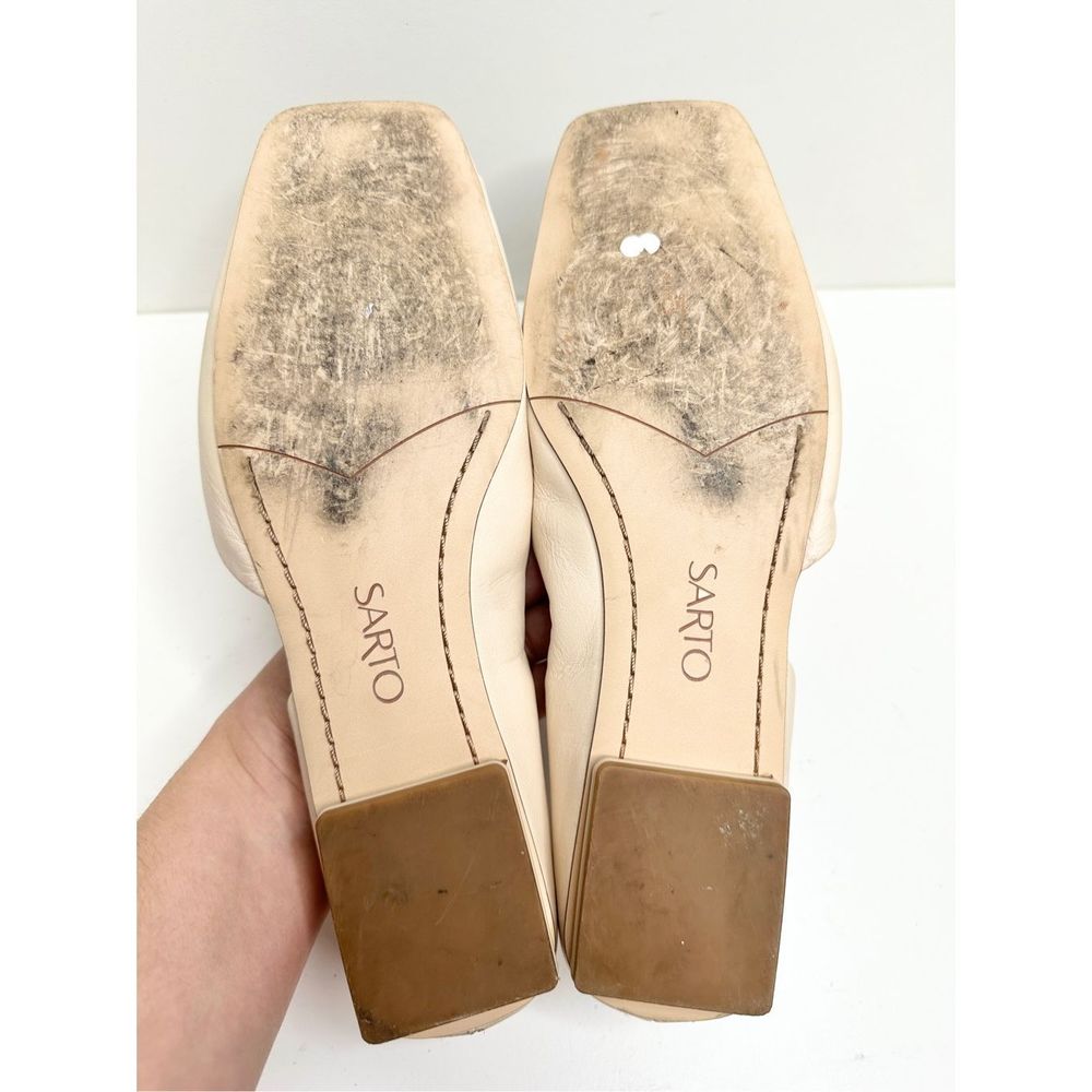 Franco Sarto Shoes Womens Size 11 Cream Leather Slip On Square toe Tracy Flats - Picture 10 of 11